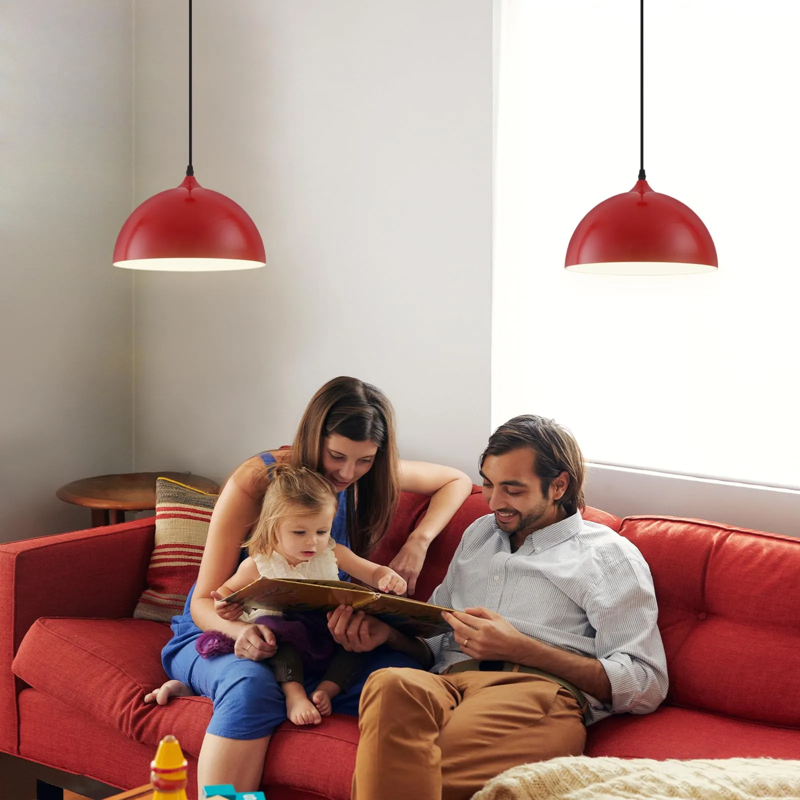 Red Plug-in Farmhouse Pendant Light 2-Pack - Image 5