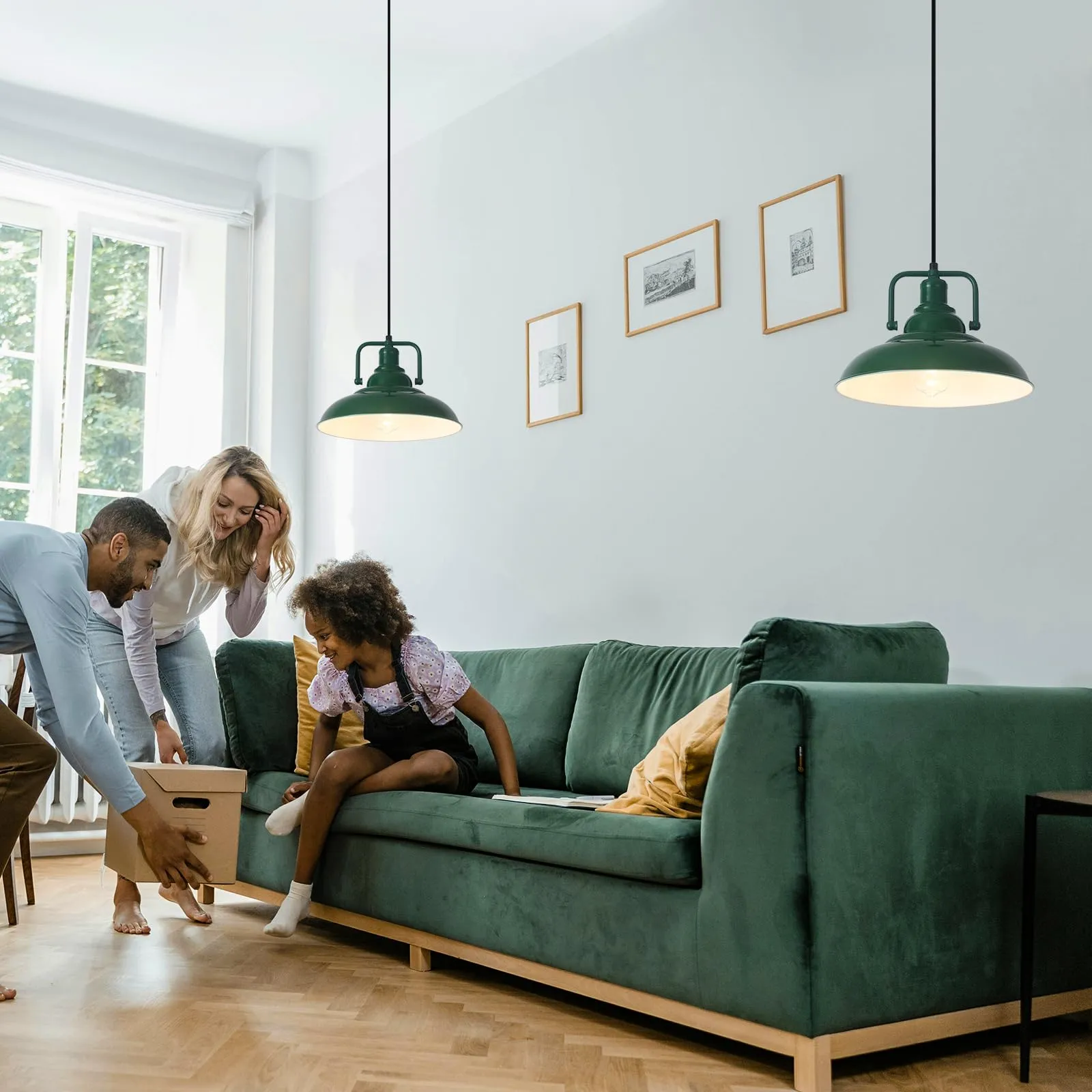 Green Farmhouse Industrial Pendant Light 3-Pack - Image 5