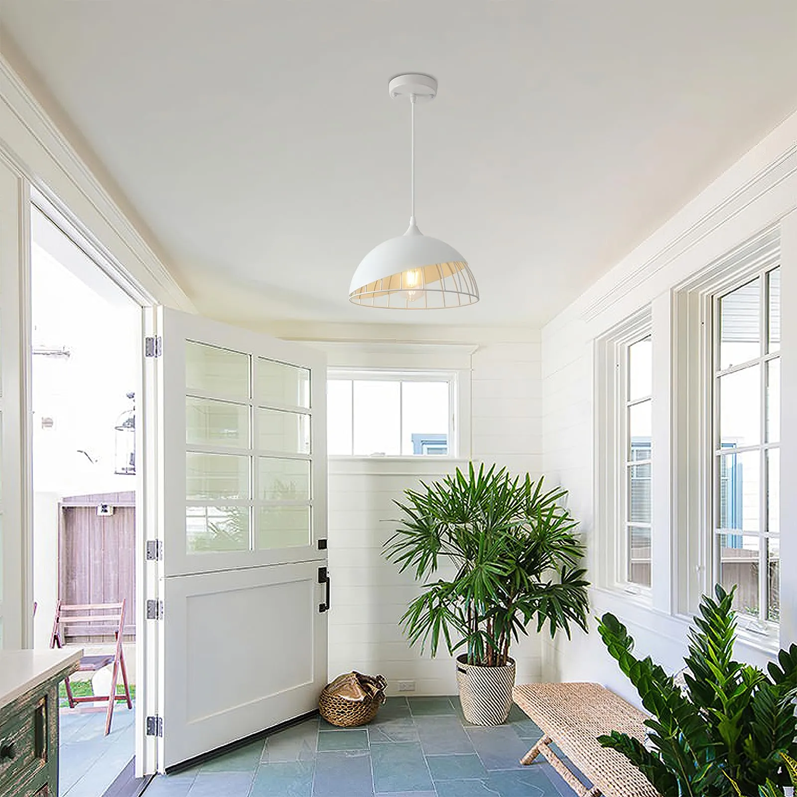 White Farmhouse Pendant Light 11.8" 2-Pack - Image 5