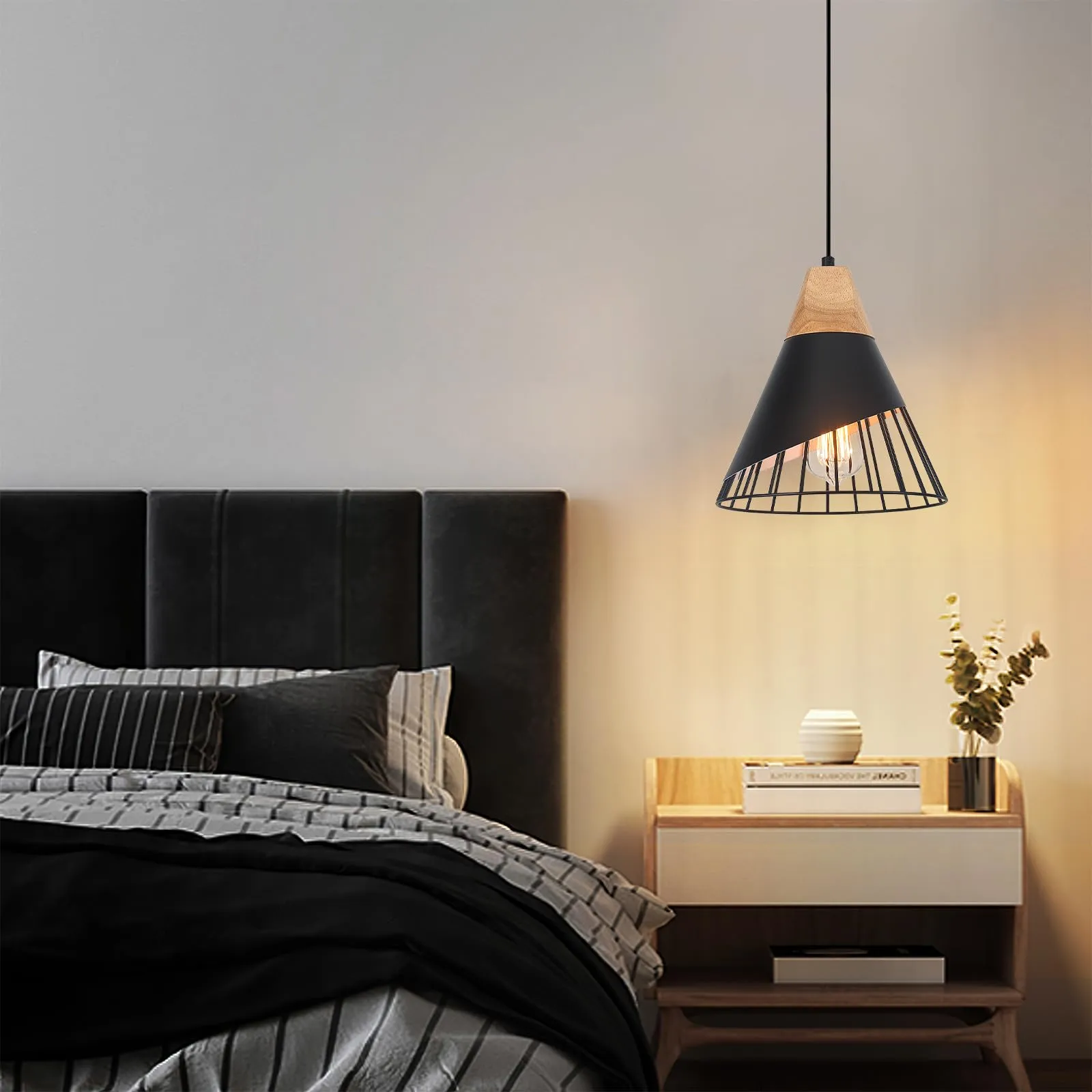 Black Modern Farmhouse Pendant Light 9.4" 2-Pack - Image 5