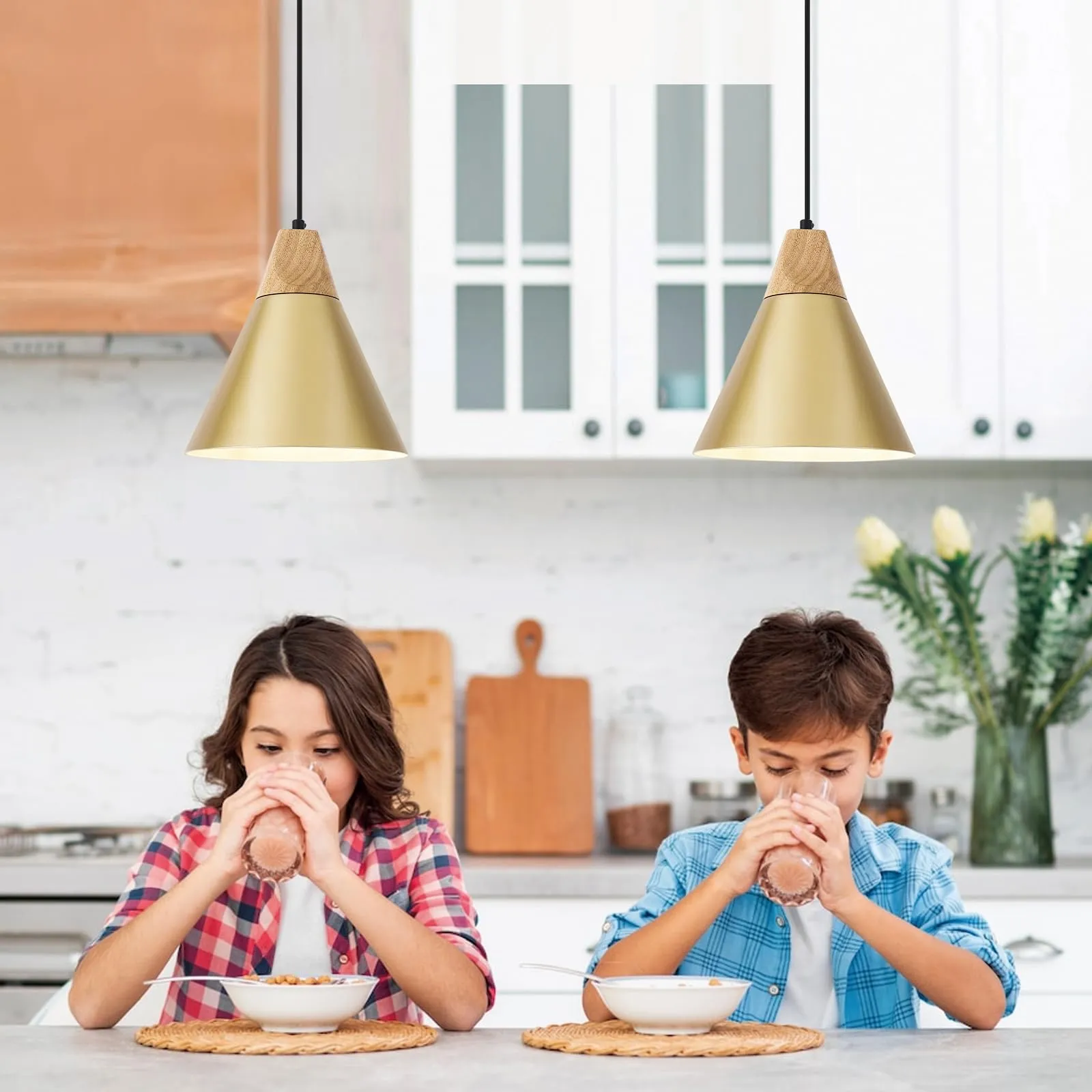 Gold Farmhouse Pendant Light 9.4" 2-Pack - Image 5