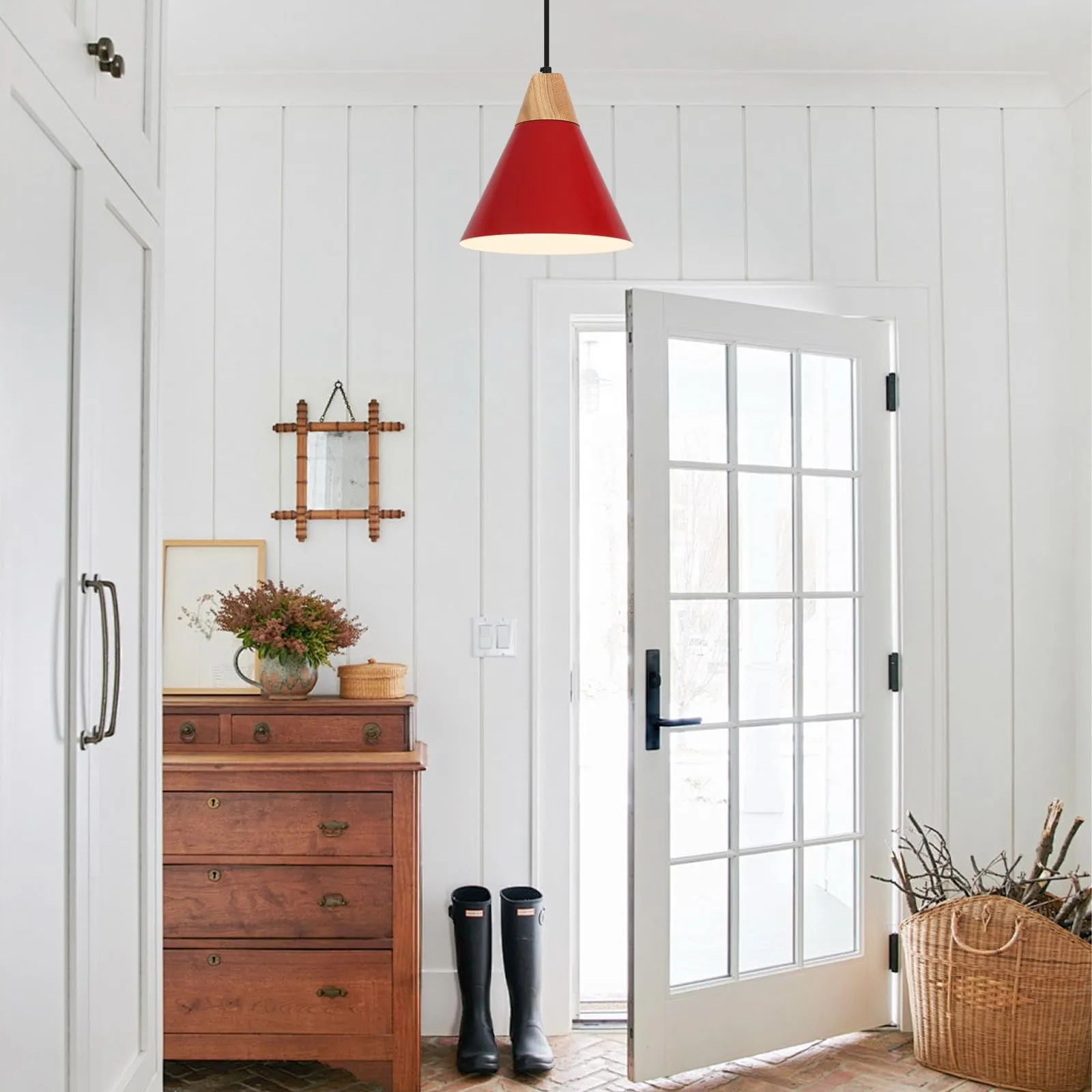 Red Farmhouse Pendant Light 9.4" 2-Pack - Image 5