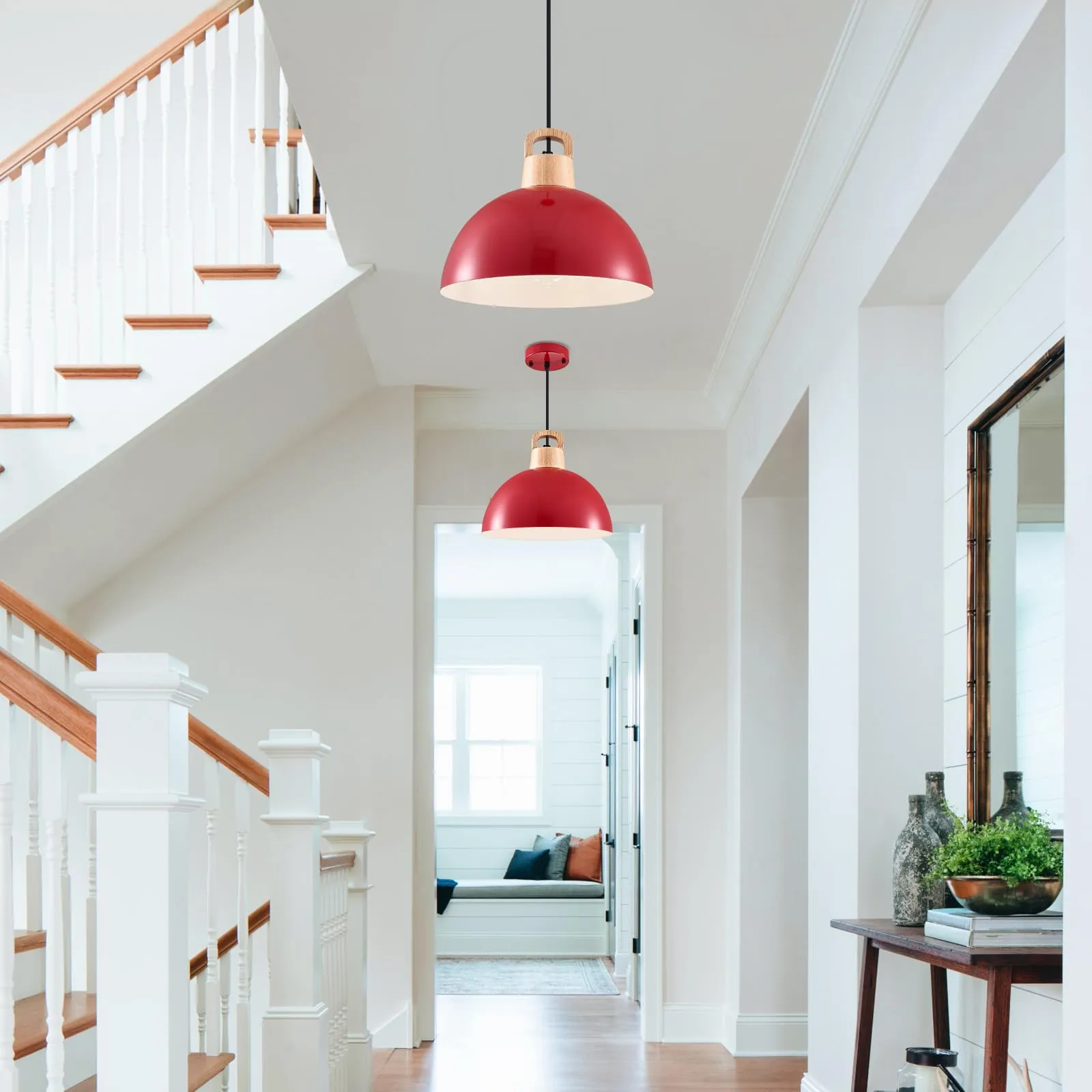 11.8" Red Farmhouse Pendant Light 3-Pack - Image 5