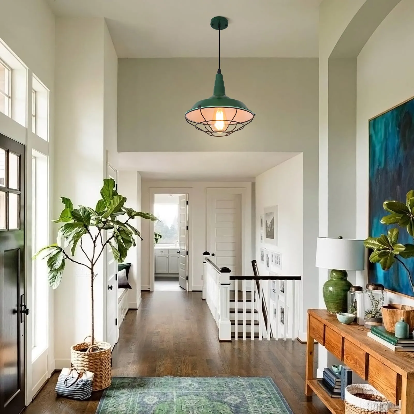 10.5" Green Modern Farmhouse Pendant Light 3-Pack - Image 5