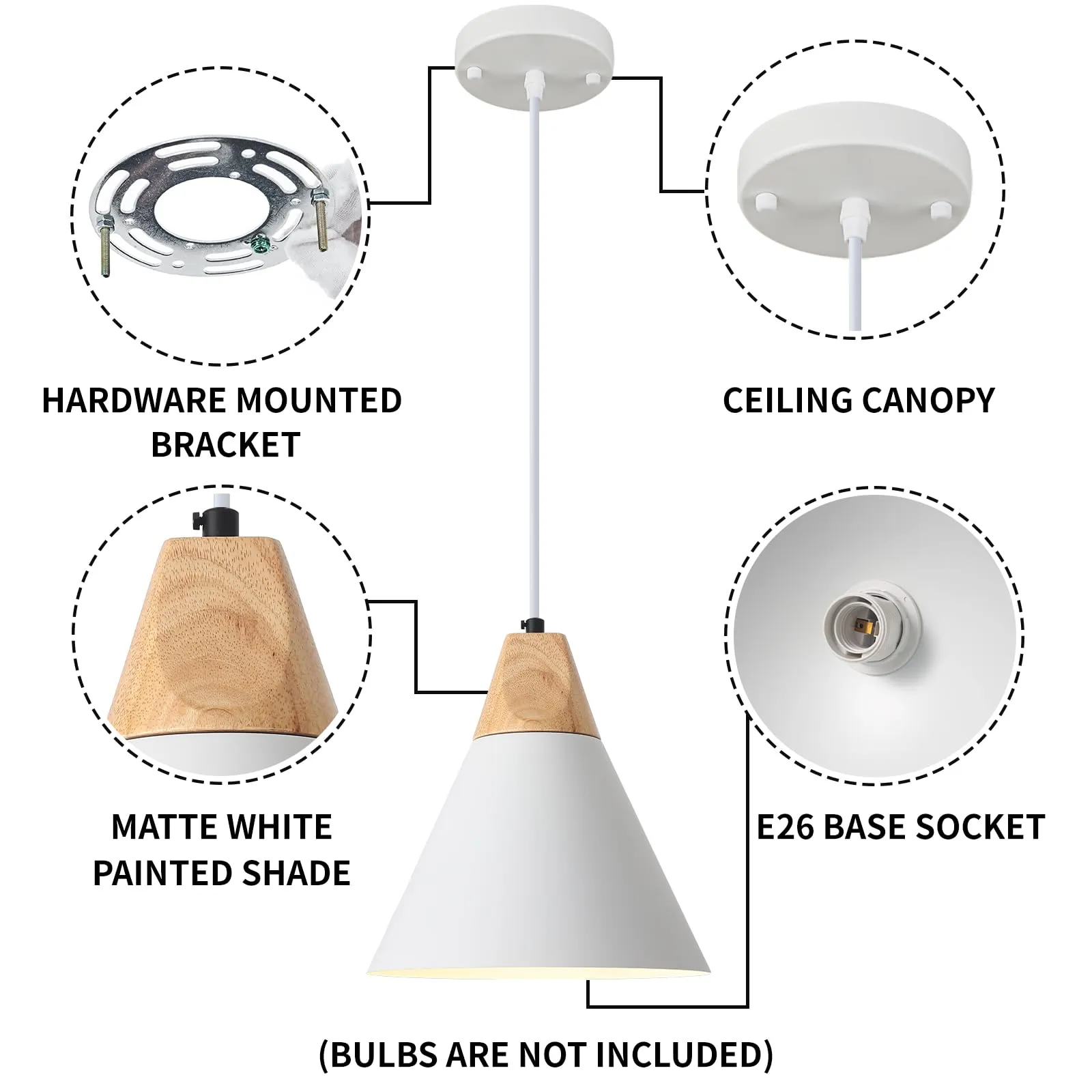 White Farmhouse Pendant Light 9.4" 2-Pack - Image 6