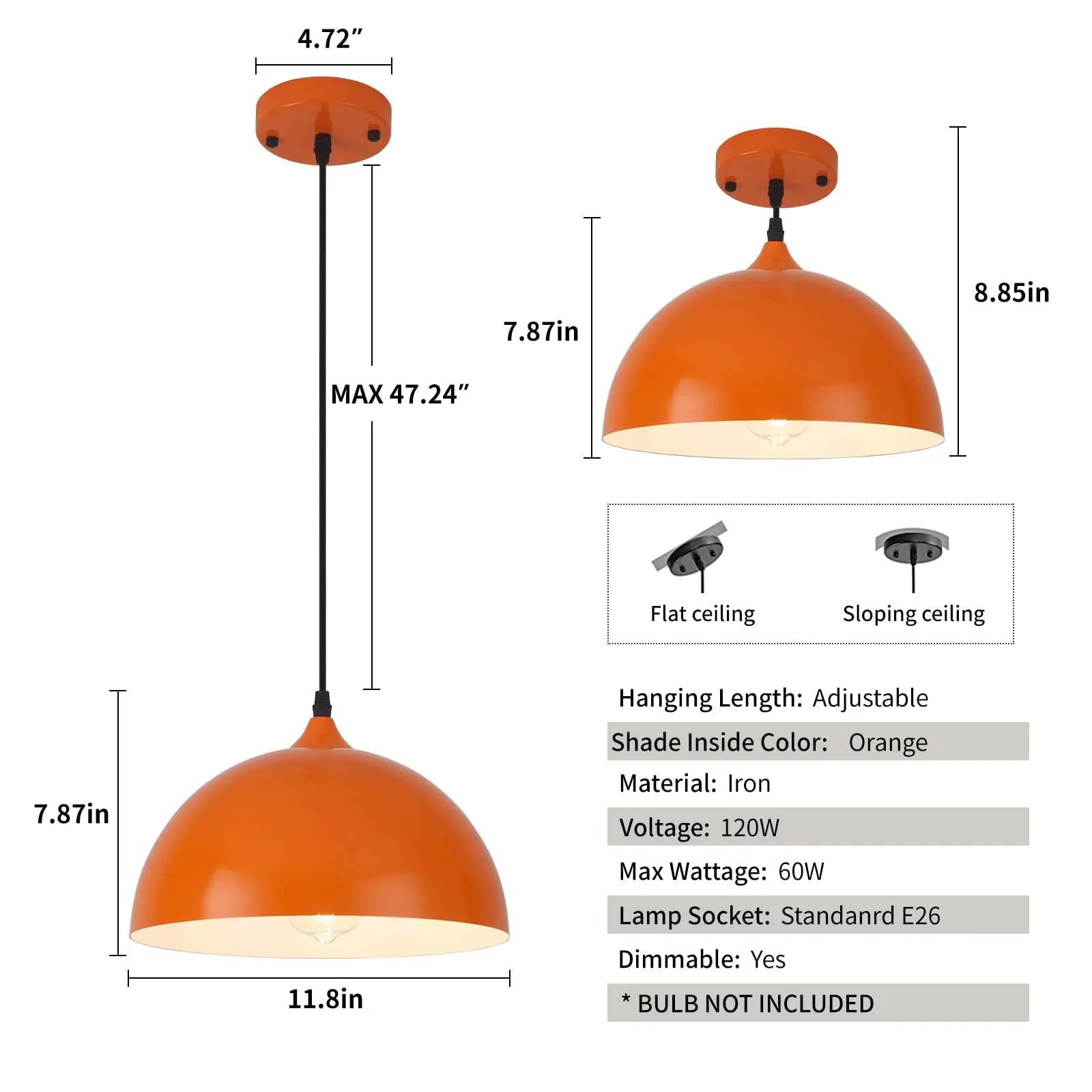 Orange Farmhouse Pendant Light 2-Pack - Image 6