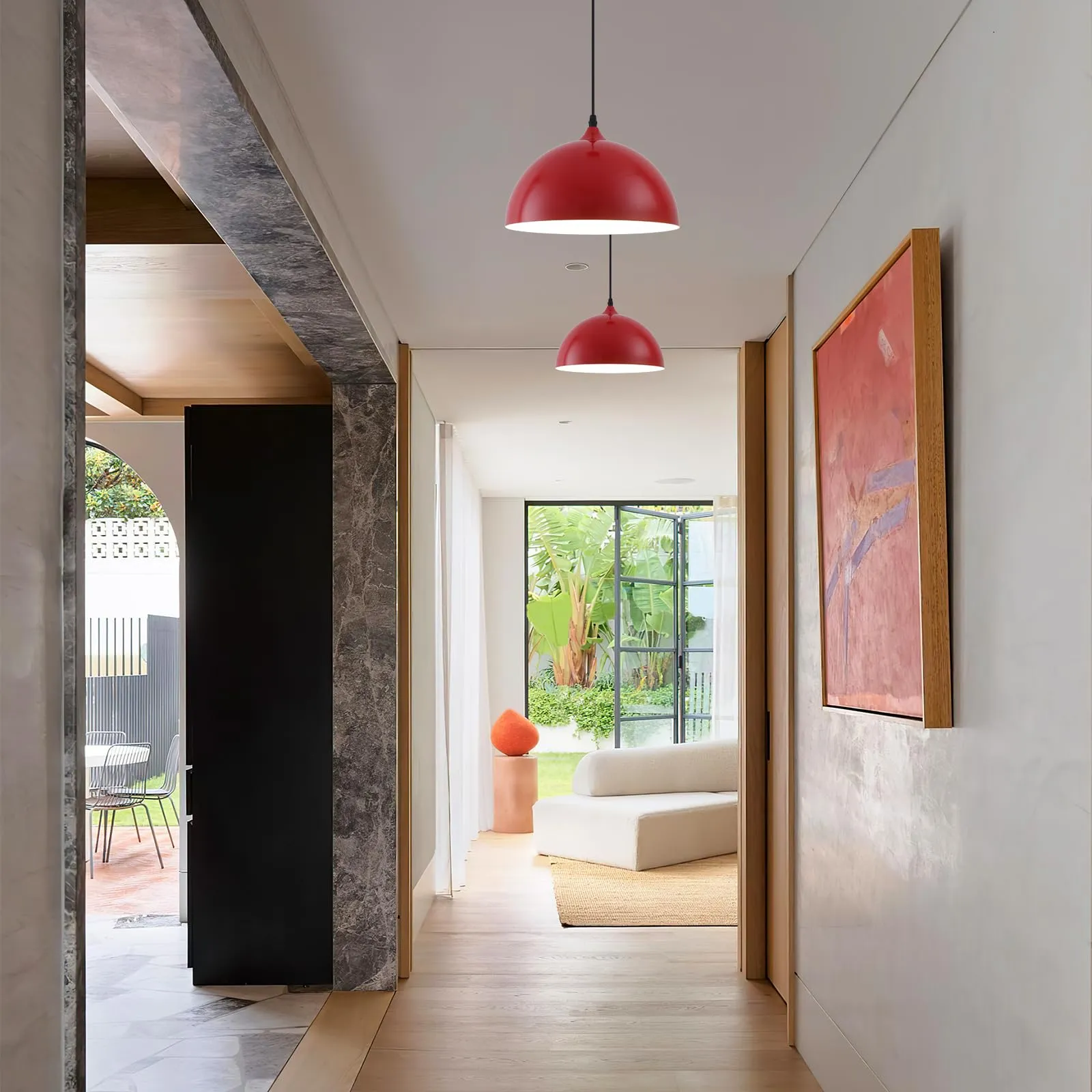 Red Farmhouse Industrial Pendant Light 2-Pack - Image 5