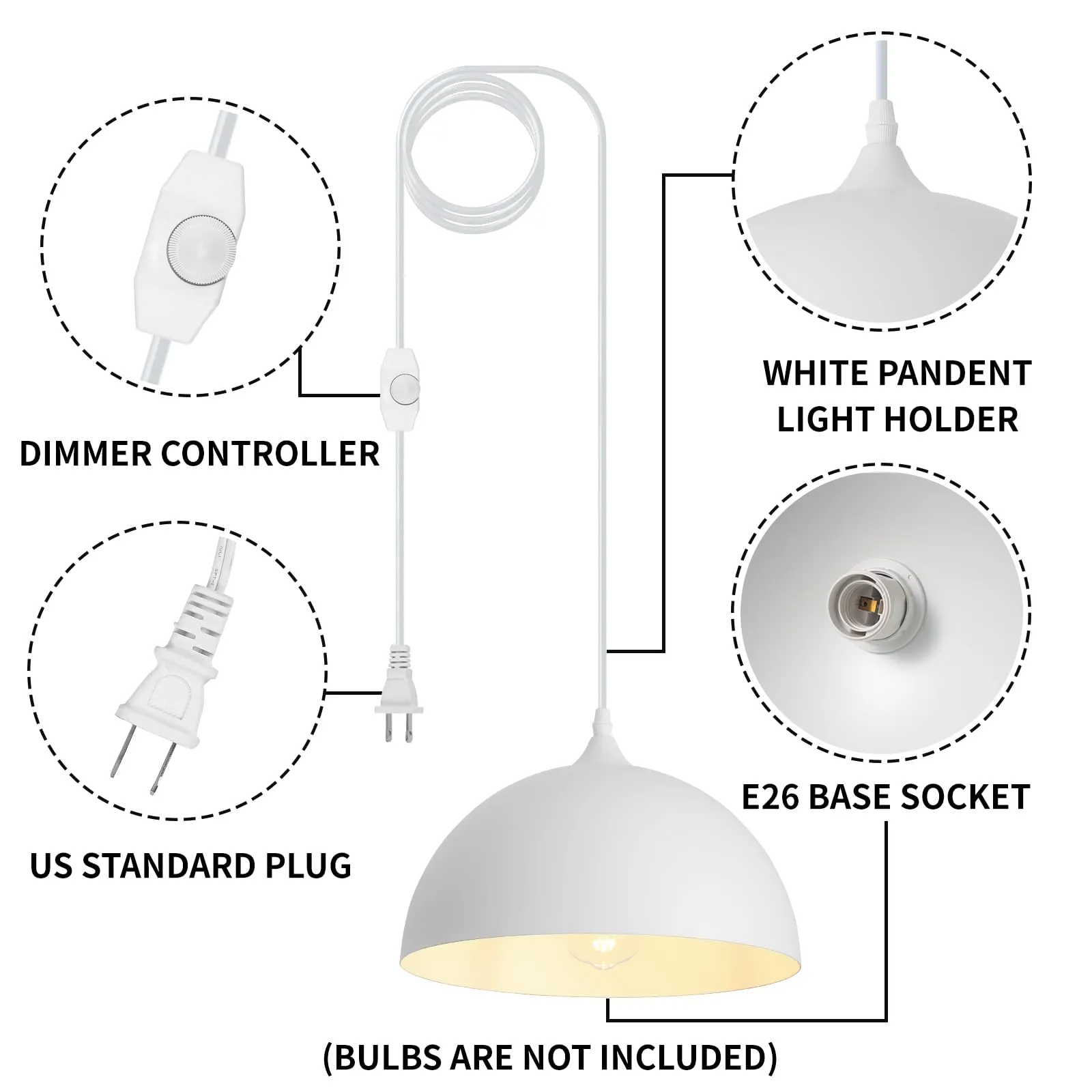 White Plug-in Pendant Light 2-Pack - Image 7