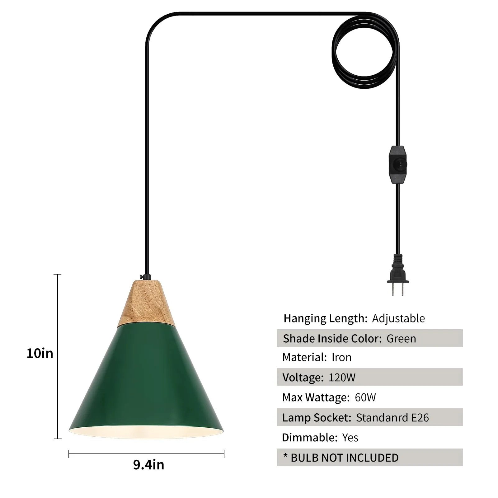 9.4" Black Farmhouse Pendant Light 2-Pack - Image 7