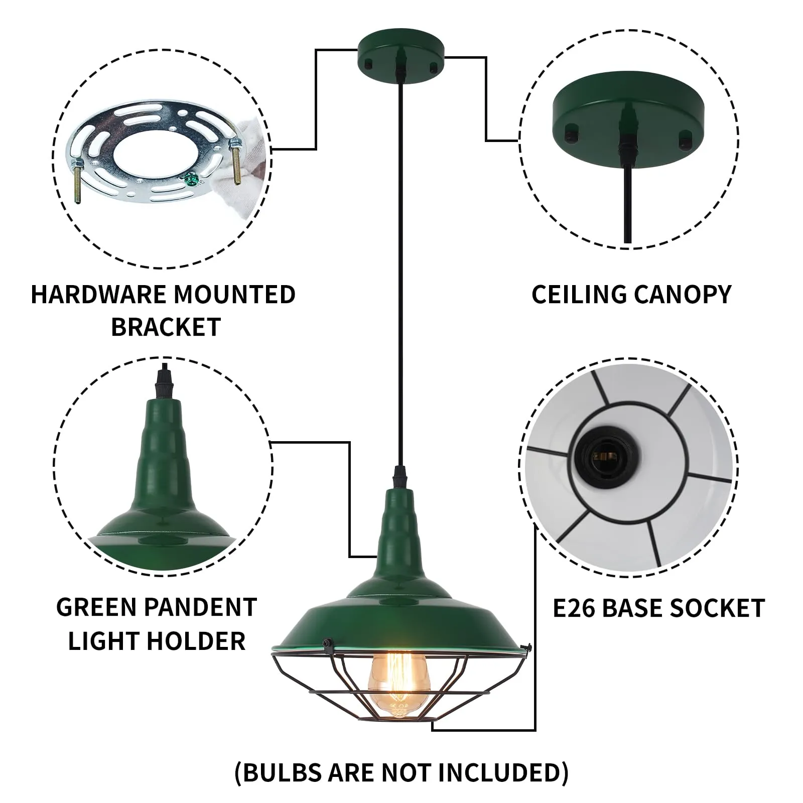 10.5" Green Modern Farmhouse Pendant Light 3-Pack - Image 7