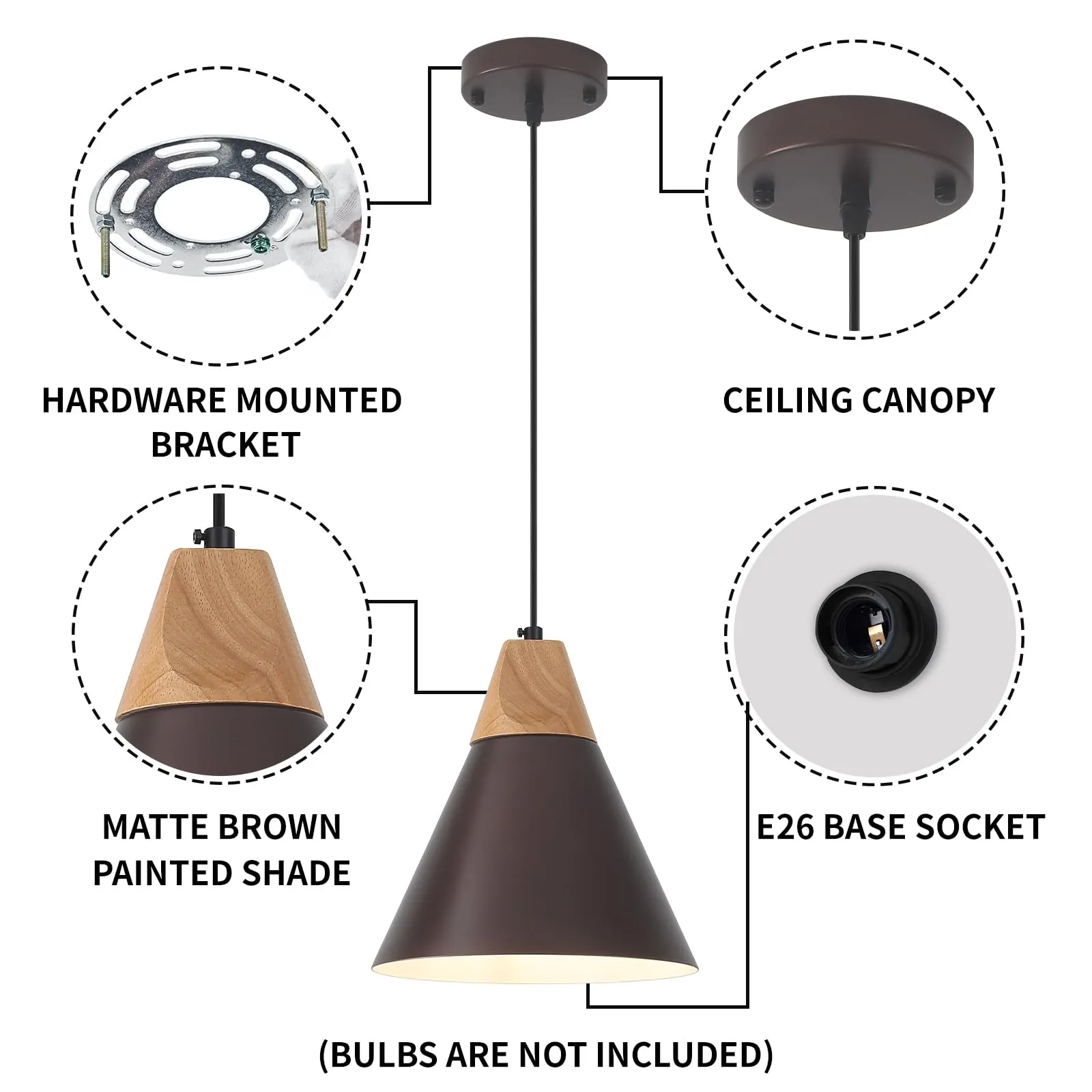 Brown Farmhouse Pendant Light 9.4" 2-Pack - Image 6