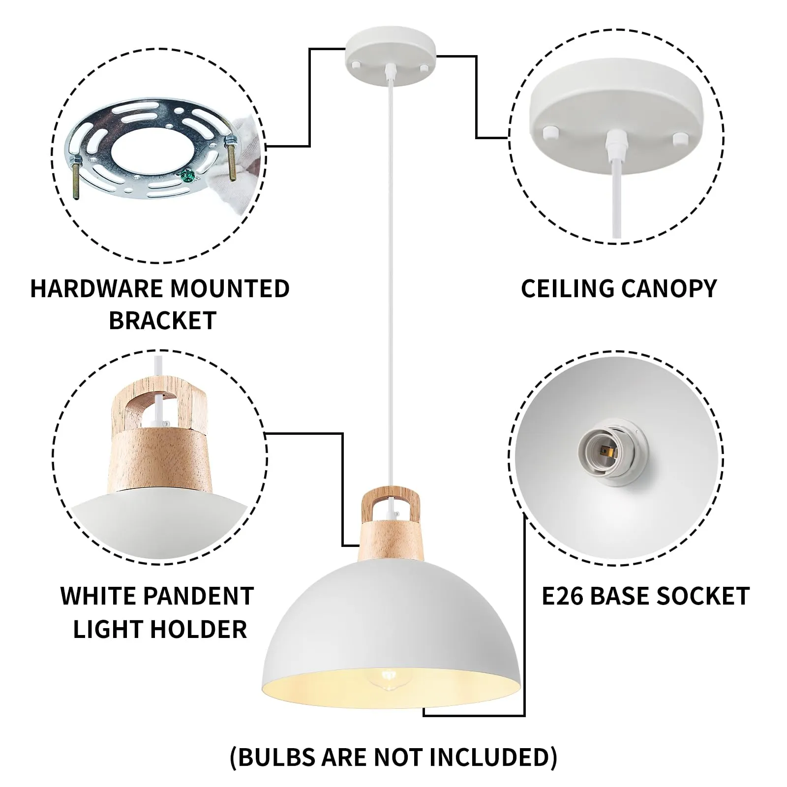 11.8" White Farmhouse Pendant Light 3-Pack - Image 7