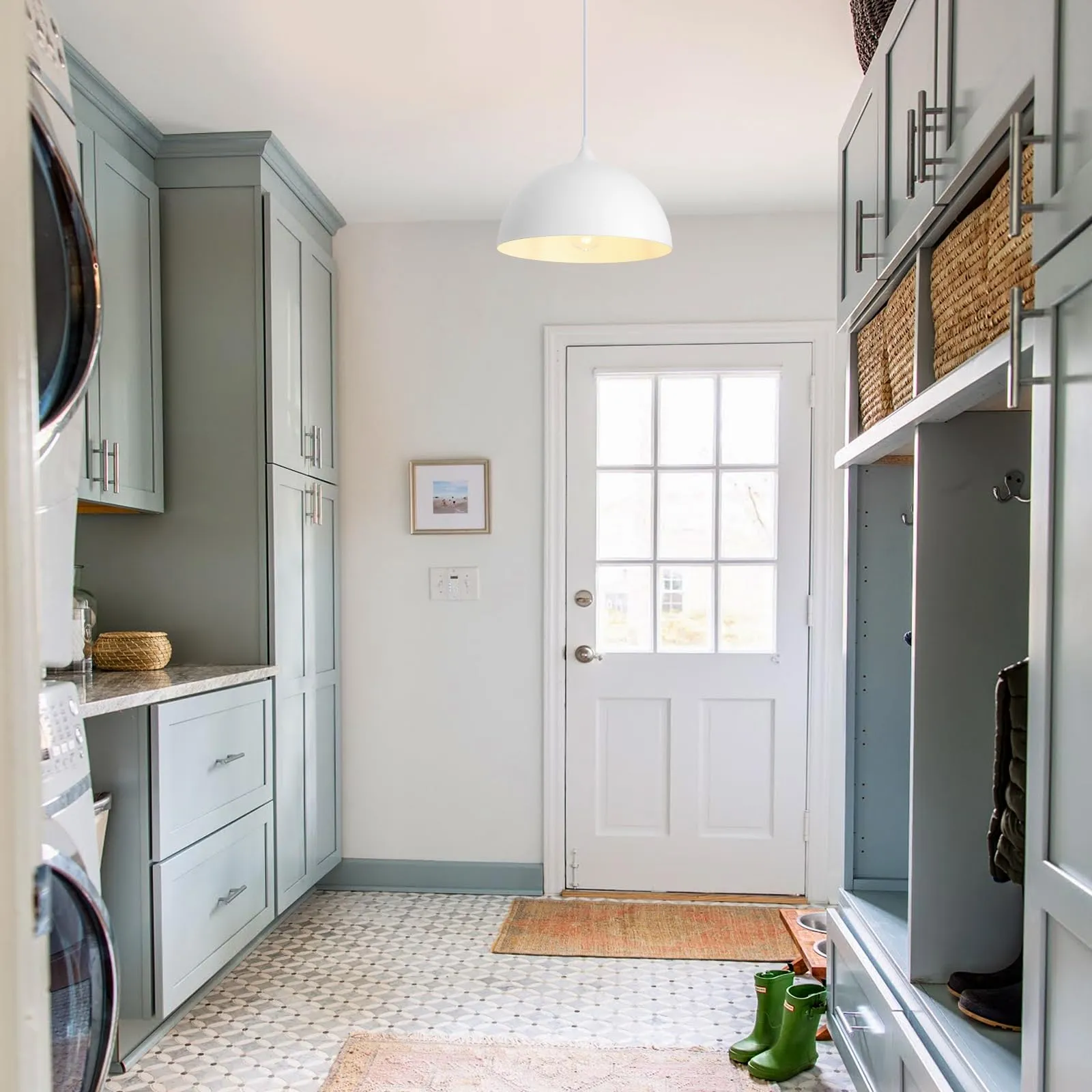 White Farmhouse Industrial Pendant Light 2-Pack - Image 7
