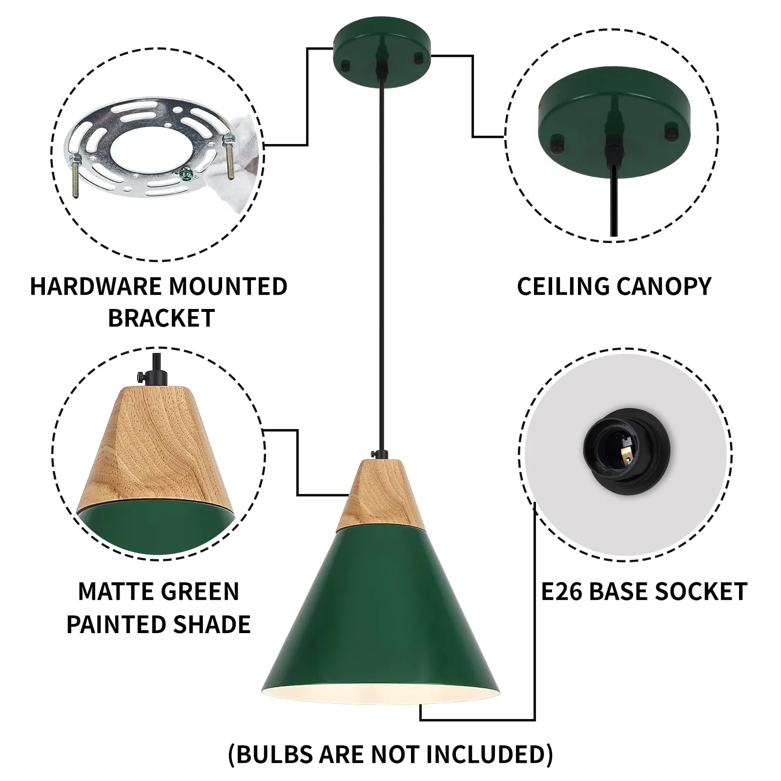 Green Farmhouse Industrial Pendant Light 9.4" 2-Pack - Image 7