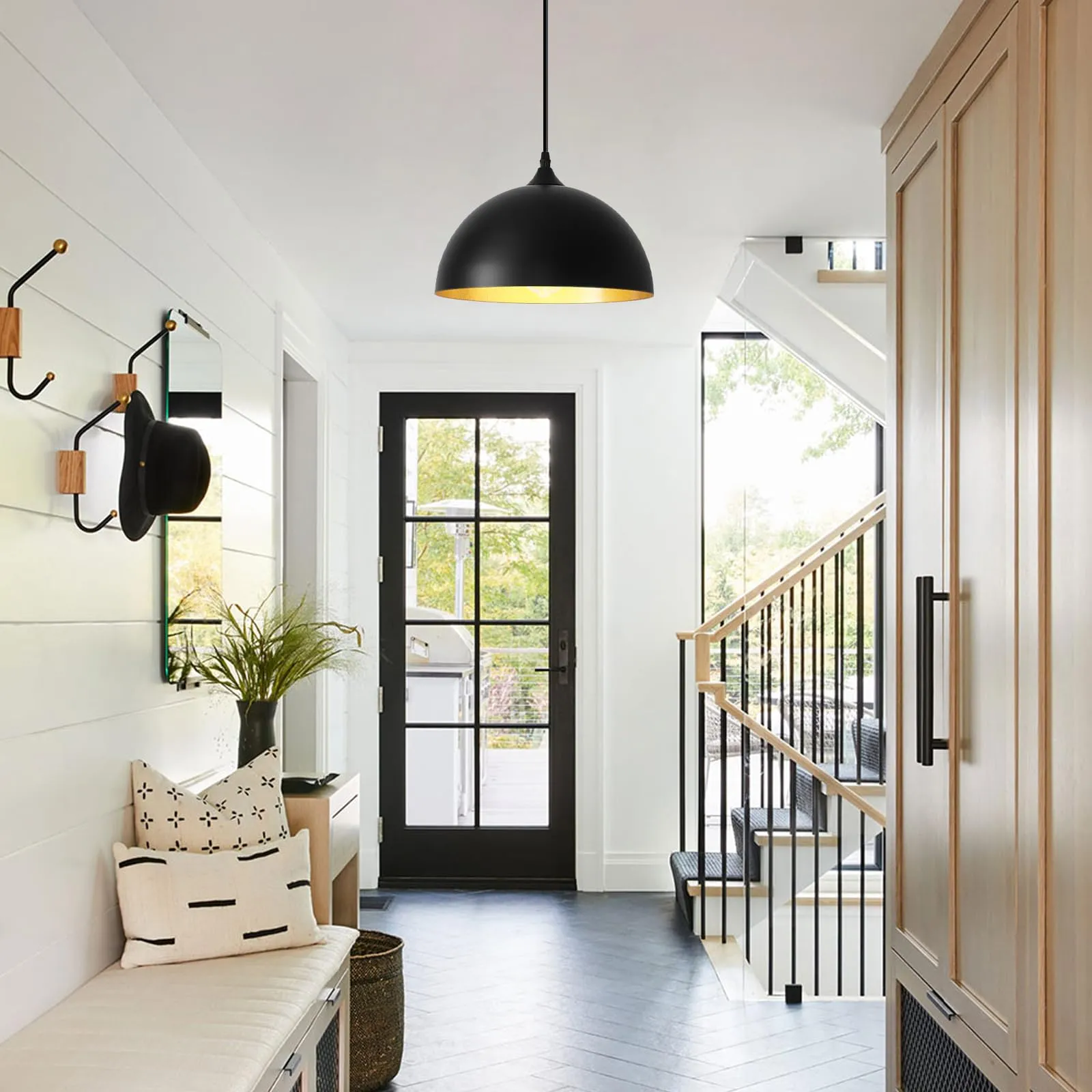 Black Plug-in Farmhouse Pendant Light 2-Pack - Image 7