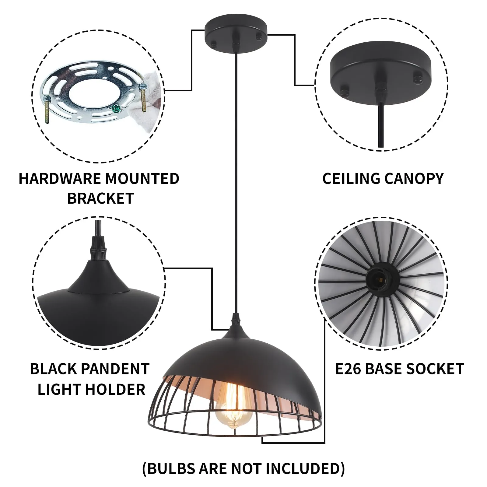 Black Farmhouse Pendant Light 11.8" 2-Pack - Image 6