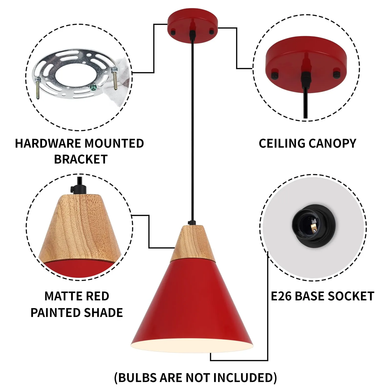 Red Farmhouse Pendant Light 9.4" 2-Pack - Image 7