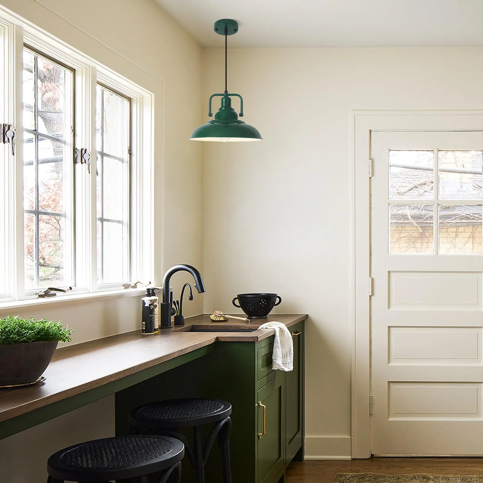 Green Farmhouse Industrial Pendant Light 3-Pack - Image 6