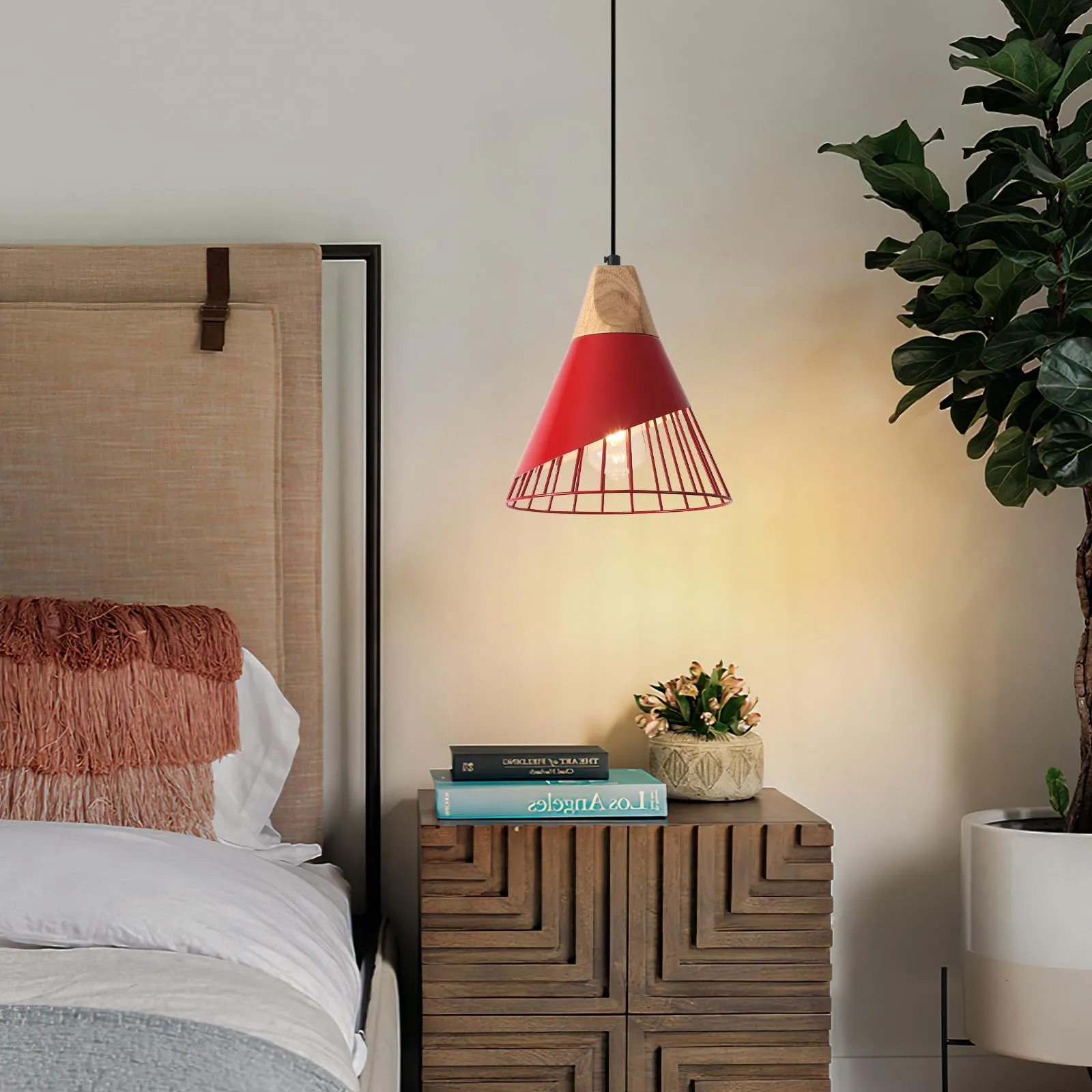 Red Farmhouse Industrial Pendant Light 9.4" 2-Pack - Image 4