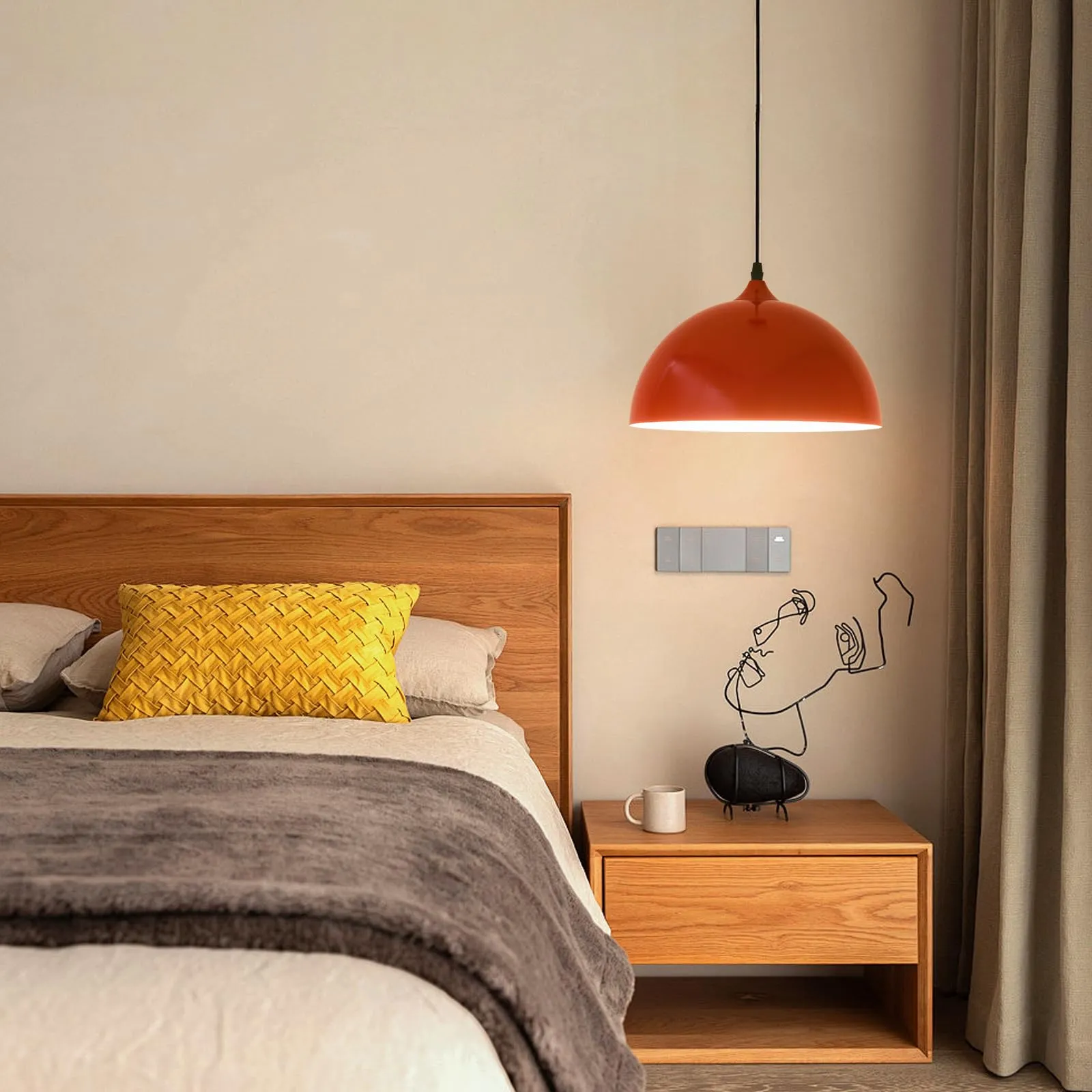 Red Plug-in Farmhouse Pendant Light 2-Pack - Image 6