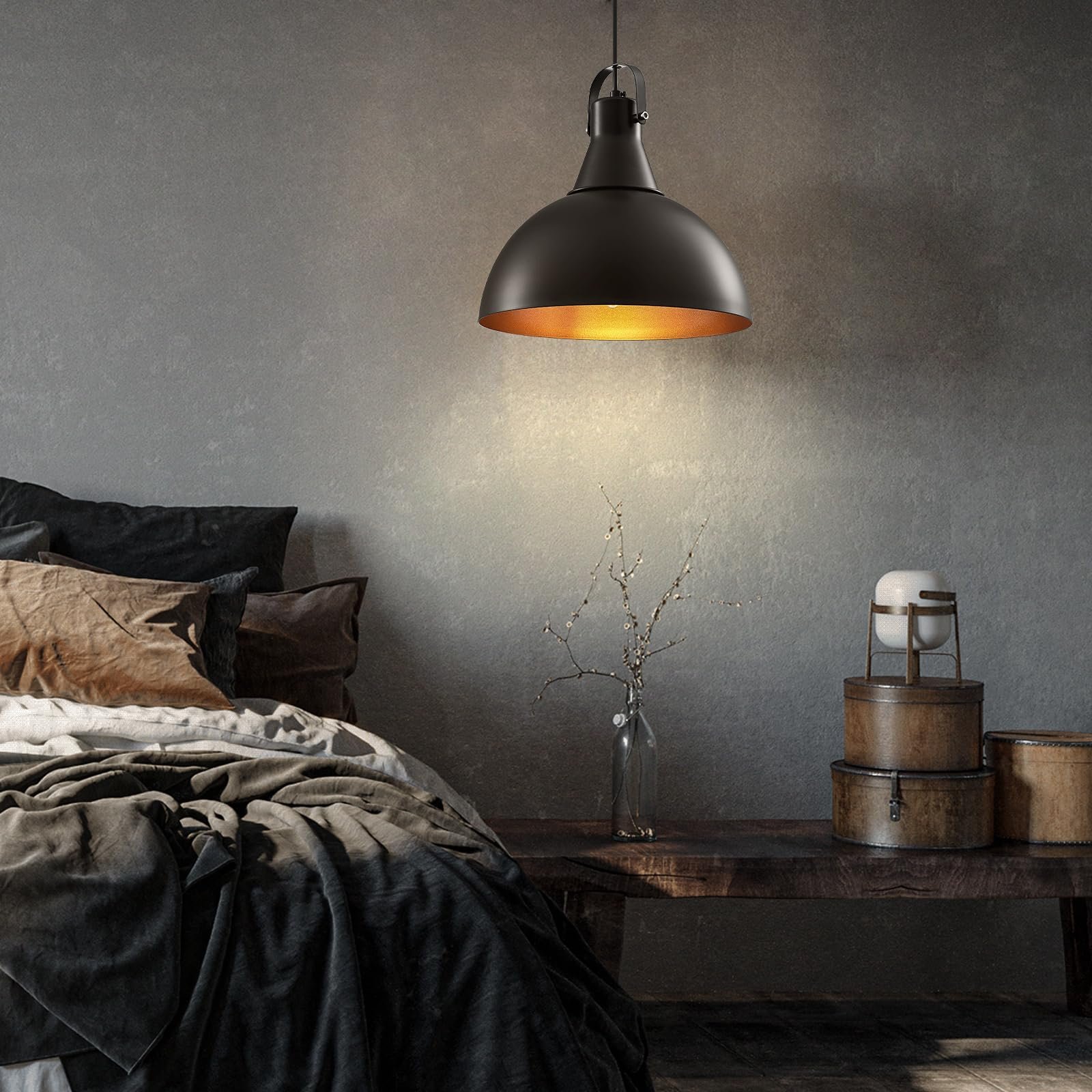Black Pendant Lights 2 Pack, Farmhouse & Industrial Pendant Lights for Kitchen, Bedroom & Office - Image 6