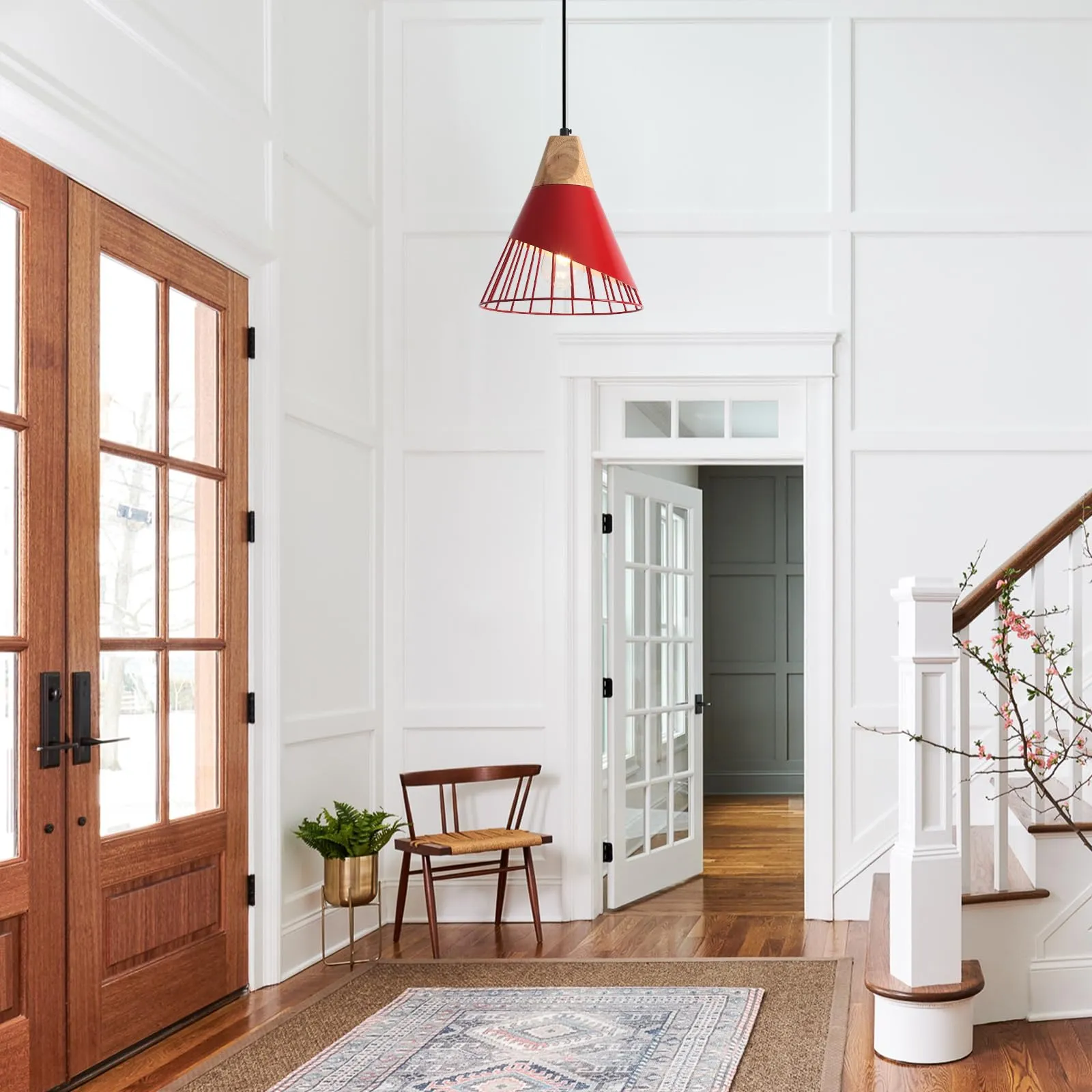 Red Farmhouse Industrial Pendant Light 9.4" 2-Pack - Image 5