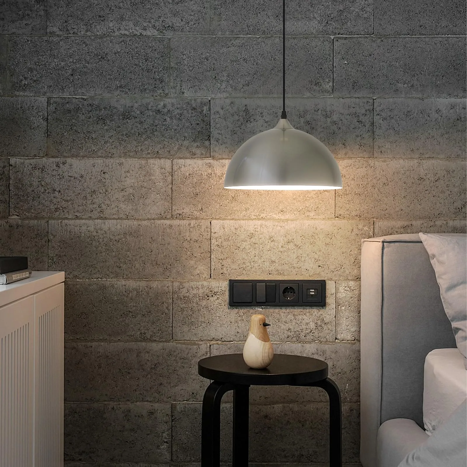 Brushed Nickel Plug-in Farmhouse Pendant Light 2-Pack - Image 7