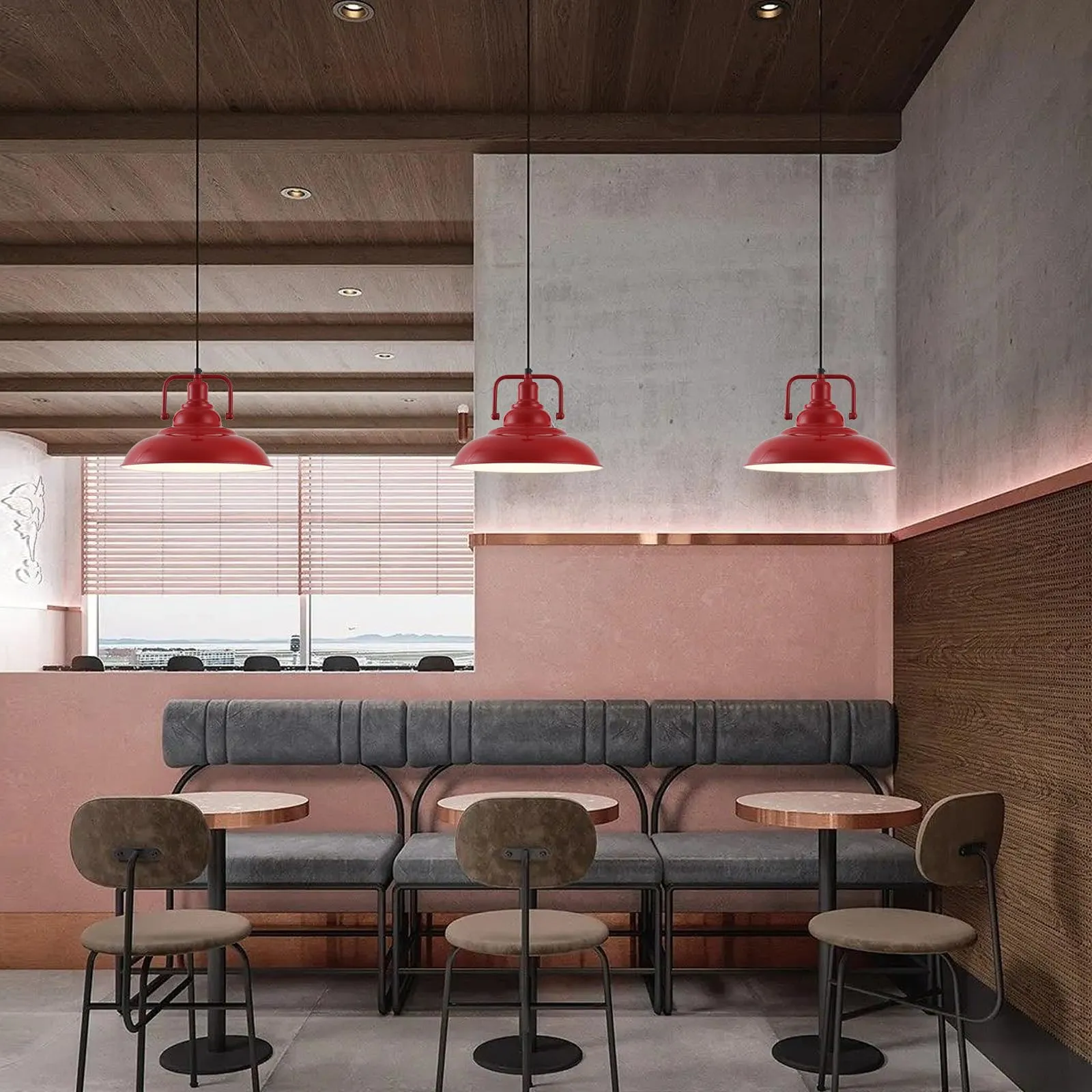 Red Farmhouse Industrial Pendant Light 3-Pack - Image 7