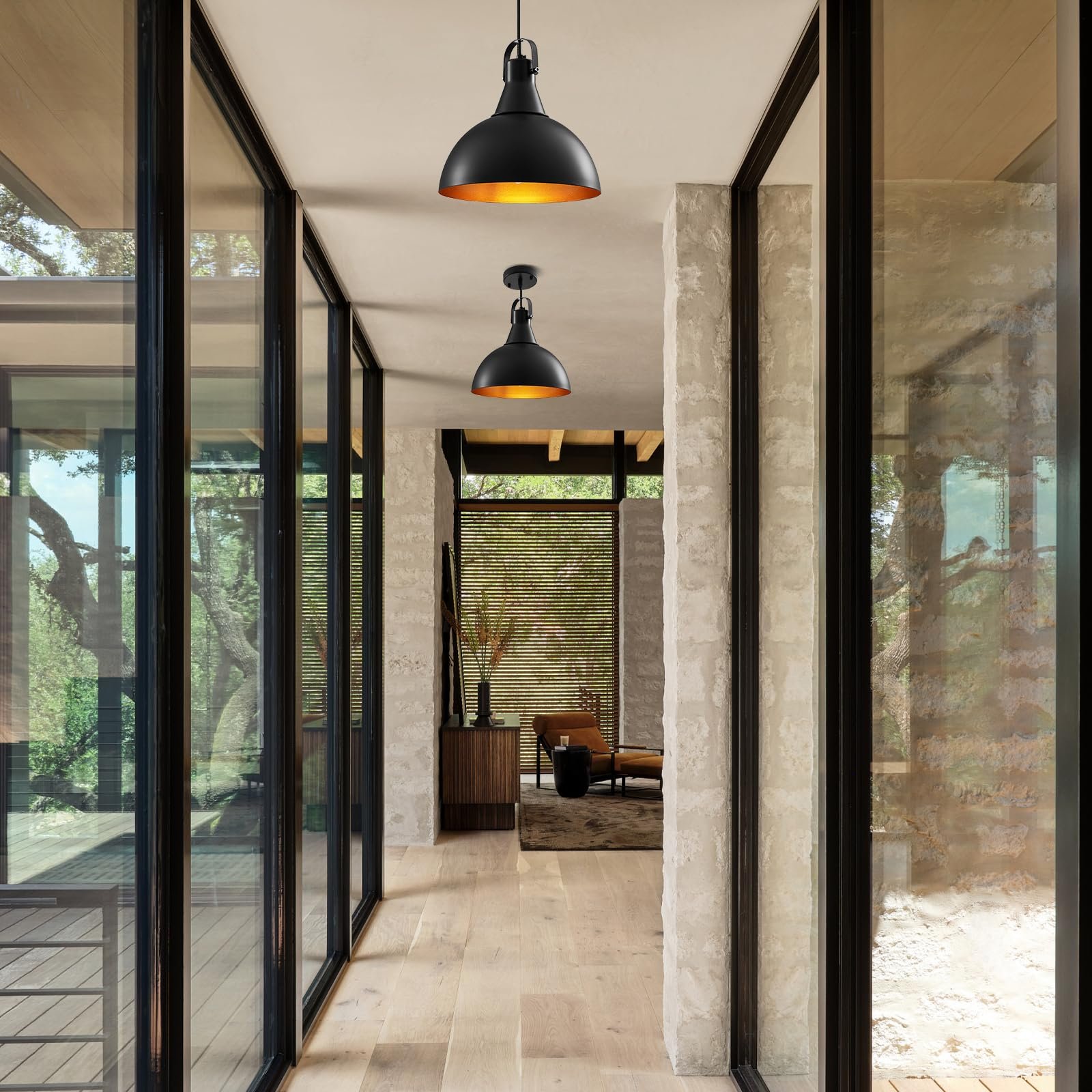 Black Pendant Lights 2 Pack, Farmhouse & Industrial Pendant Lights for Kitchen, Bedroom & Office - Image 7