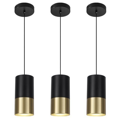 Black and Gold Small Modern Pendant Light 4000K 3-Pack
