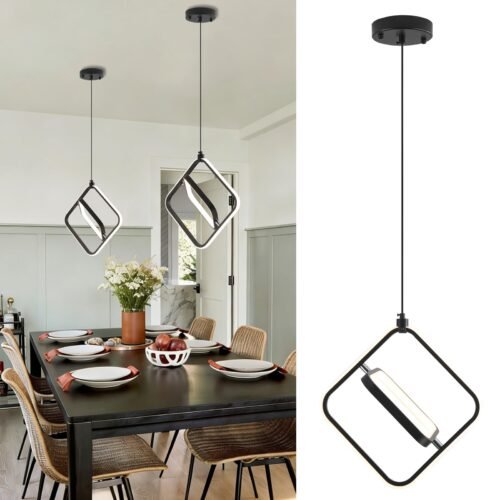Modern LED Square Pendant Light 3000K 2-Pack