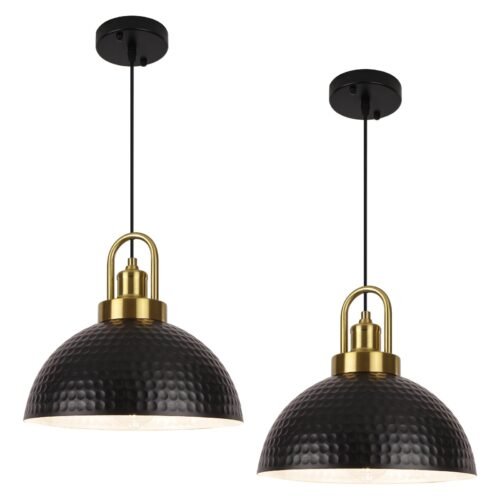 Black Vintage Farmhouse Hammered Pendant Light