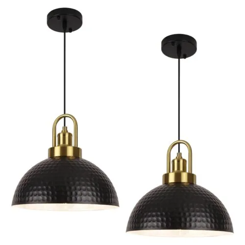 Black Vintage Farmhouse Hammered Pendant Light