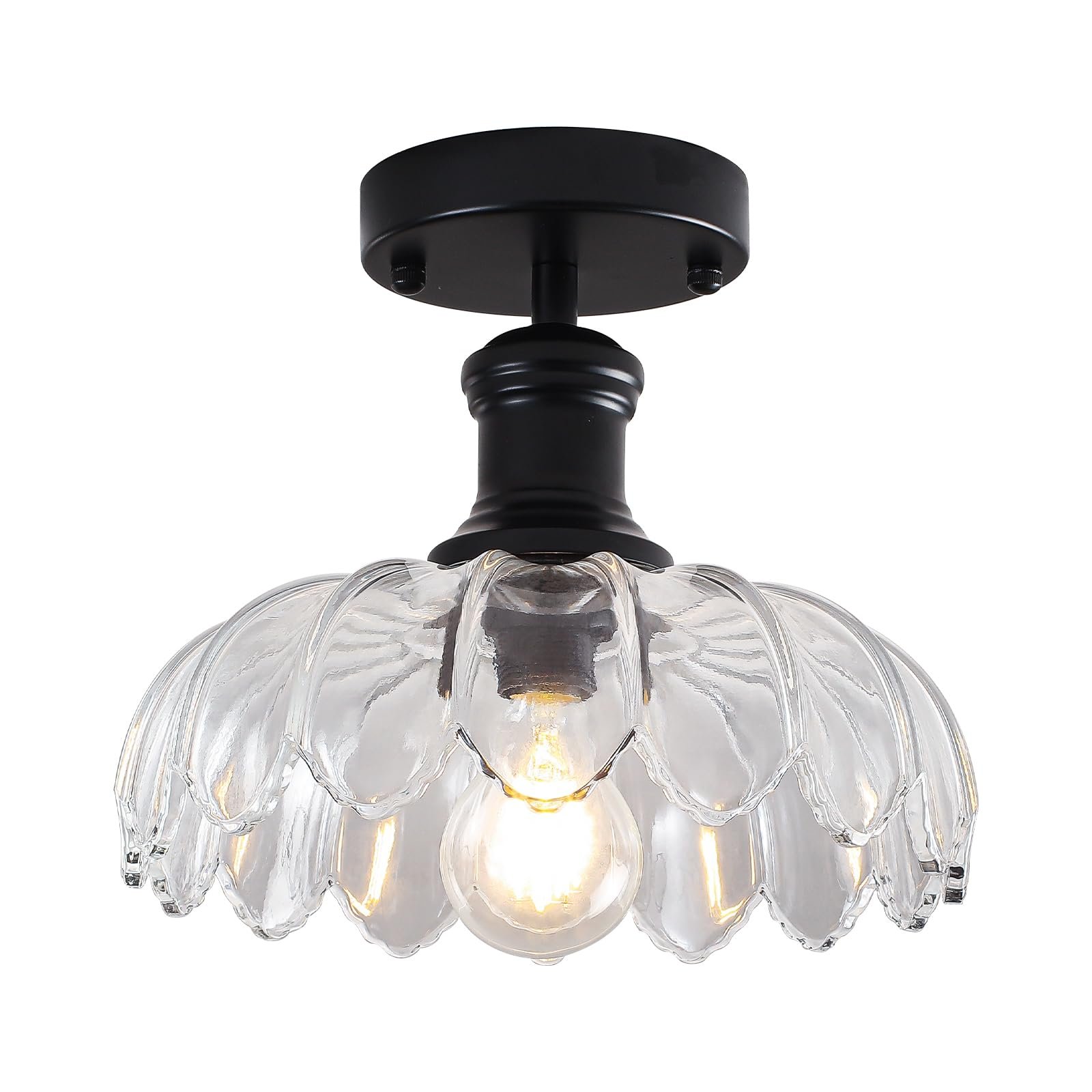 Vintage Farmhouse Flower Semi Flush Mount Ceiling Light