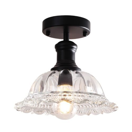 Vintage Glass Semi Flush Mount Ceiling Light