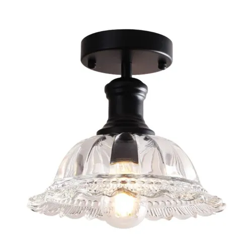 Vintage Glass Semi Flush Mount Ceiling Light