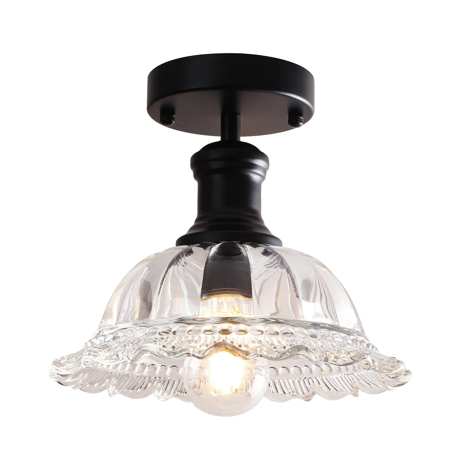 Vintage Glass Semi Flush Mount Ceiling Light