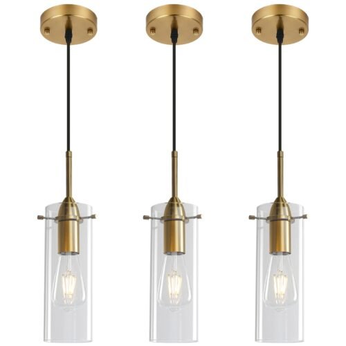 Gold Modern Blown Glass Pendant Light 3-Pack