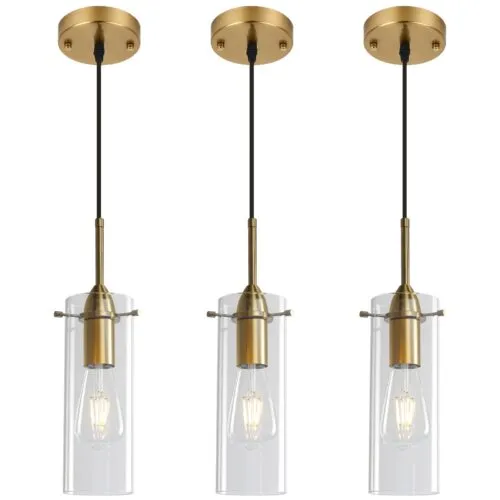 Gold Modern Blown Glass Pendant Light 3-Pack