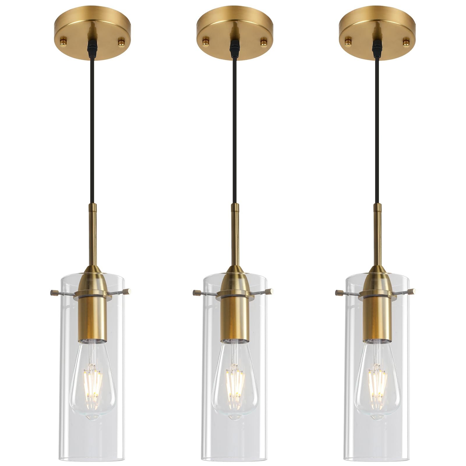Gold Modern Blown Glass Pendant Light 3-Pack