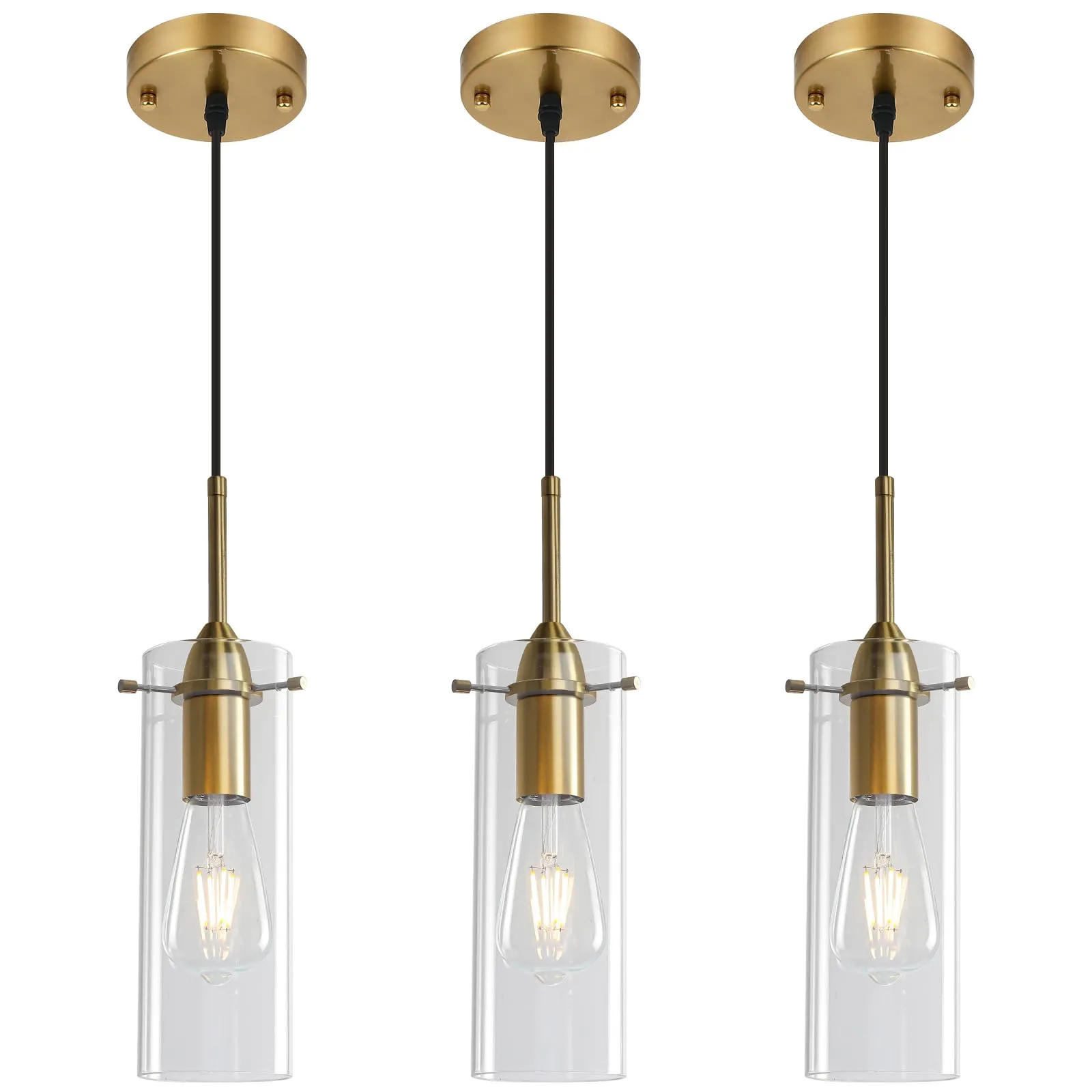 Gold Modern Blown Glass Pendant Light 3-Pack