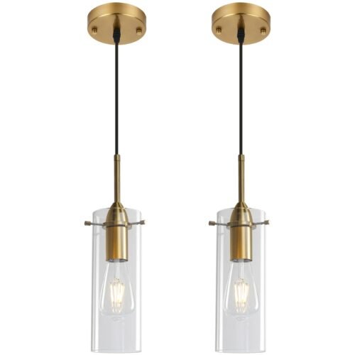 Gold Modern Blown Glass Pendant Light 2-Pack