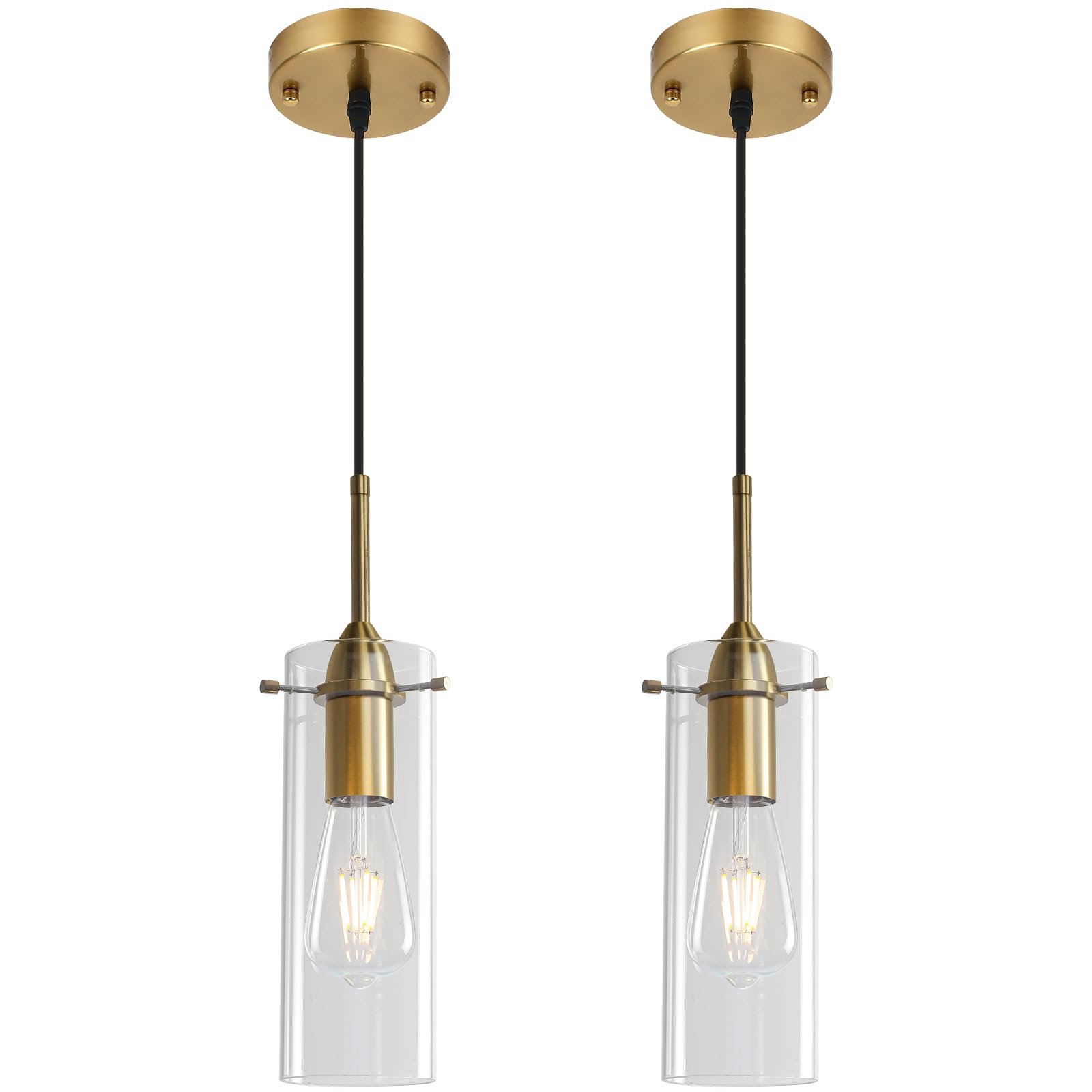 Gold Modern Blown Glass Pendant Light 2-Pack
