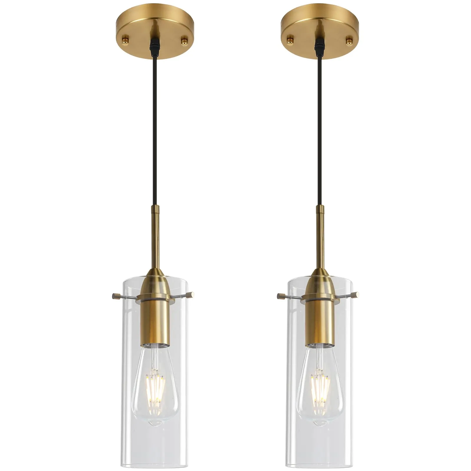 Gold Modern Blown Glass Pendant Light 2-Pack