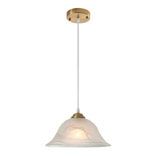 Vintage Gold Frosted Glass Pendant Light 11.8"