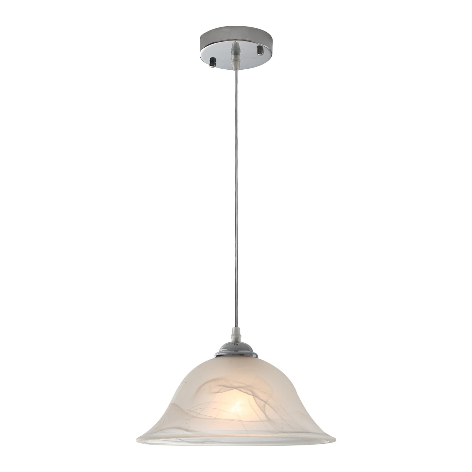 Chrome Farmhouse Frosted Glass Pendant Light 11.8"