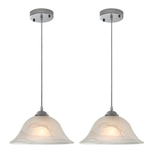 Chrome Vintage Alabaster Glass Pendant Light 11.8