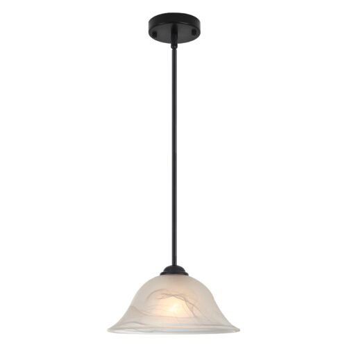 Black Farmhouse Alabaster Glass Pendant Light 11.8