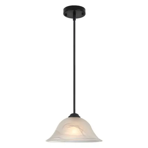 Black Farmhouse Alabaster Glass Pendant Light 11.8