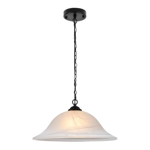Black Oversized Frosted Glass Pendant Light 16